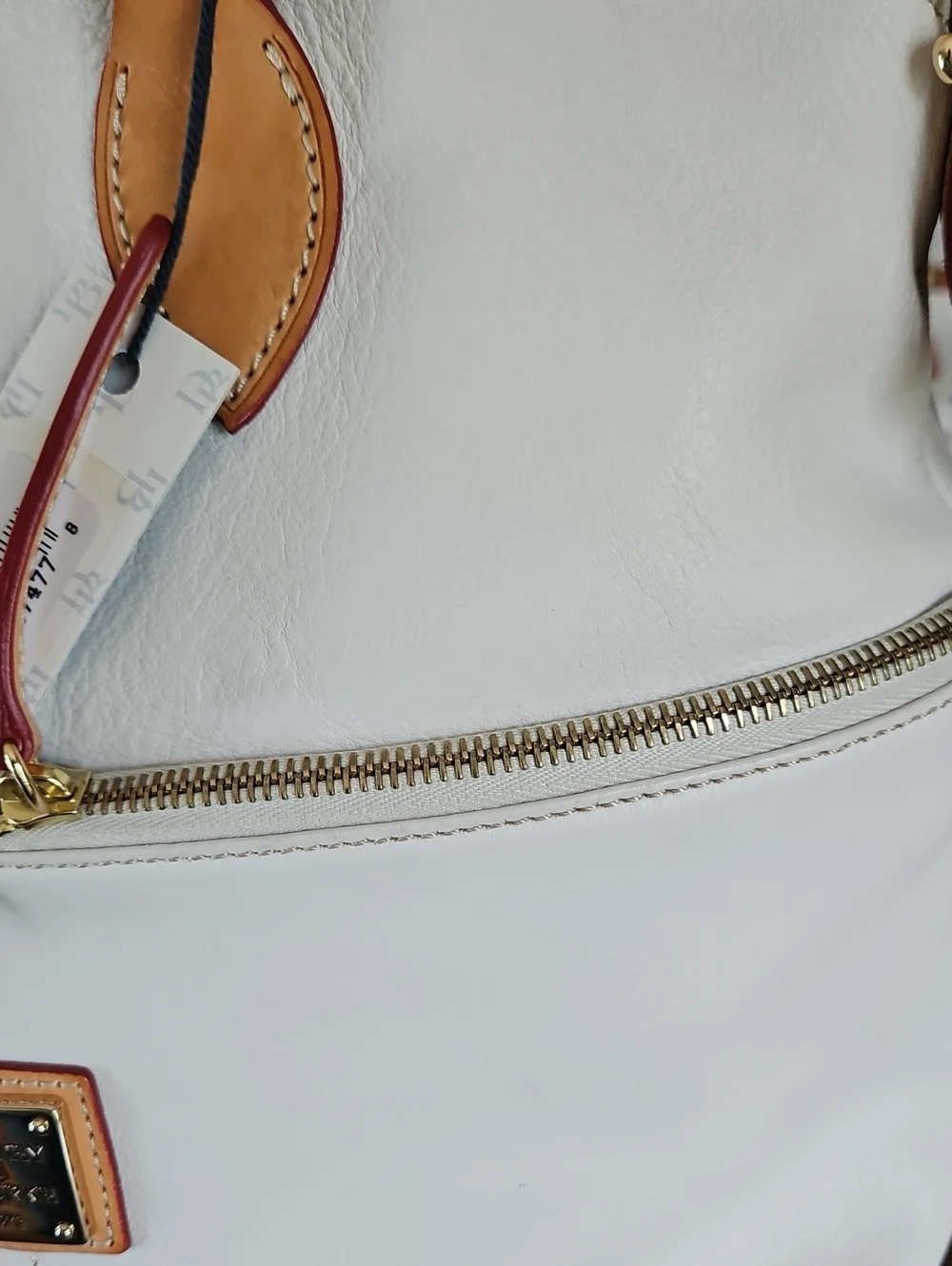 Dooney & Bourke White Pebble Leather Dillen Double Pocket Satchel